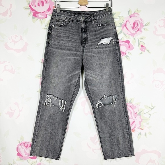American Eagle Outfitters Denim - American Eagle Outfitters AEO Gray Distressed High Waist Mom Denim Jeans 8 Short